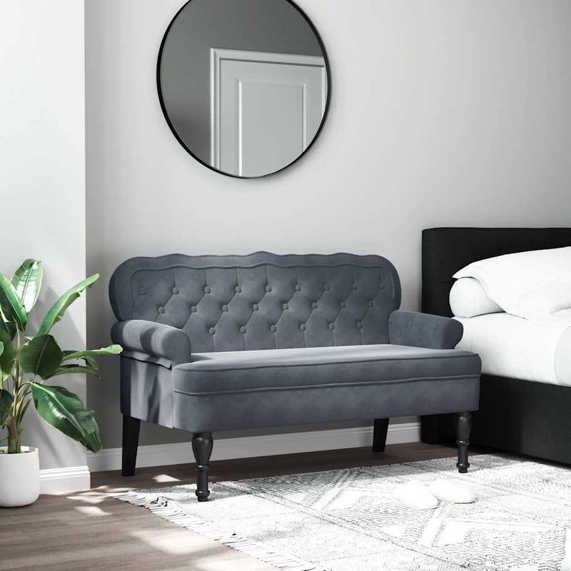 vidaXL sötétszürke bársony pad háttámlával 119,5 x 64,5 x 75 cm