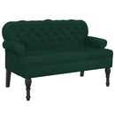 vidaXL sötétzöld bársony pad háttámlával 119,5 x 64,5 x 75 cm