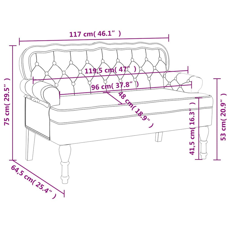 vidaXL sötétzöld bársony pad háttámlával 119,5 x 64,5 x 75 cm