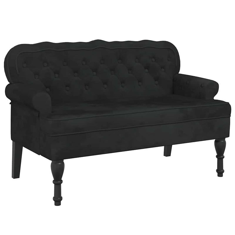 vidaXL fekete bársonypad háttámlával 119,5 x 64,5 x 75 cm