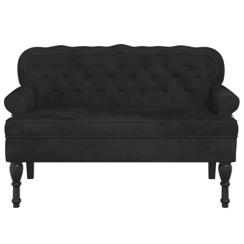 vidaXL fekete bársonypad háttámlával 119,5 x 64,5 x 75 cm