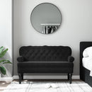 vidaXL fekete bársony pad háttámlával 119,5 x 64,5 x 75 cm