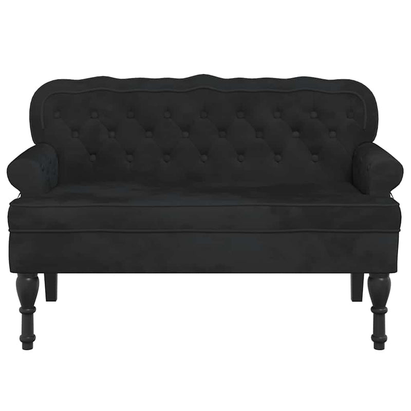 vidaXL fekete bársony pad háttámlával 119,5 x 64,5 x 75 cm
