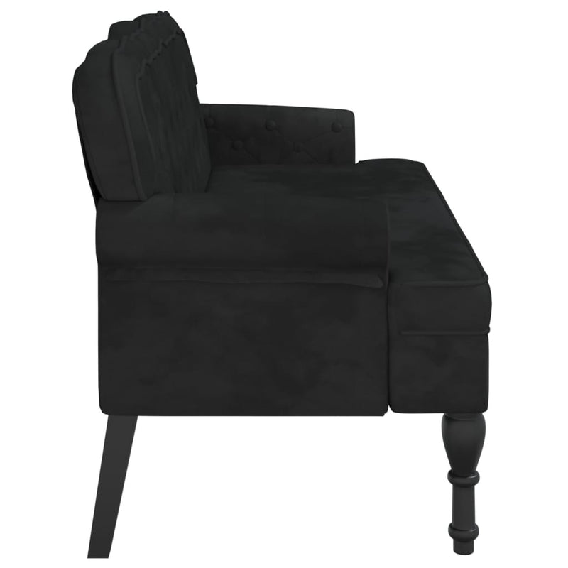 vidaXL fekete bársonypad háttámlával 119,5 x 64,5 x 75 cm