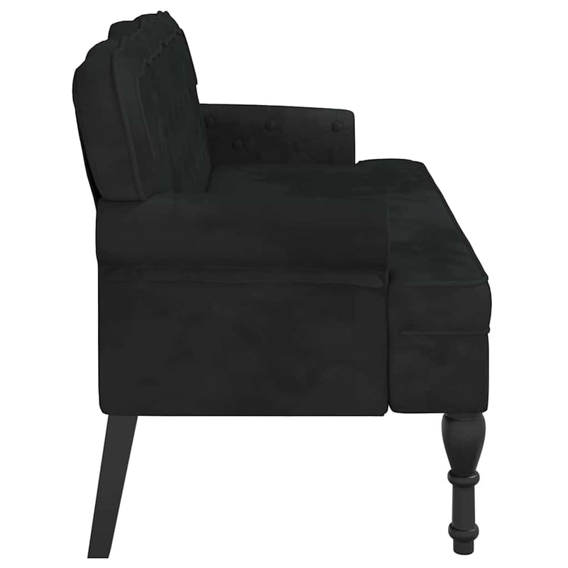 vidaXL fekete bársonypad háttámlával 119,5 x 64,5 x 75 cm