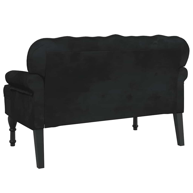 vidaXL fekete bársonypad háttámlával 119,5 x 64,5 x 75 cm