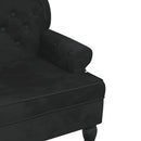 vidaXL fekete bársony pad háttámlával 119,5 x 64,5 x 75 cm