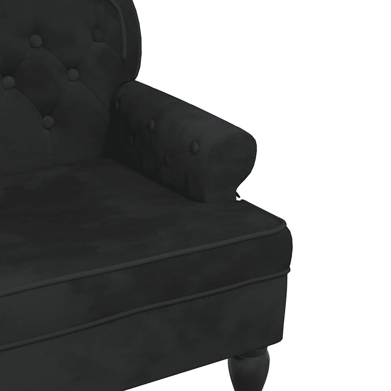 vidaXL fekete bársony pad háttámlával 119,5 x 64,5 x 75 cm