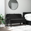 vidaXL fekete bársony pad háttámlával 119,5 x 64,5 x 75 cm