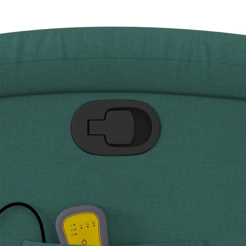 vidaXL sötétzöld szövet dönthető masszázsfotel