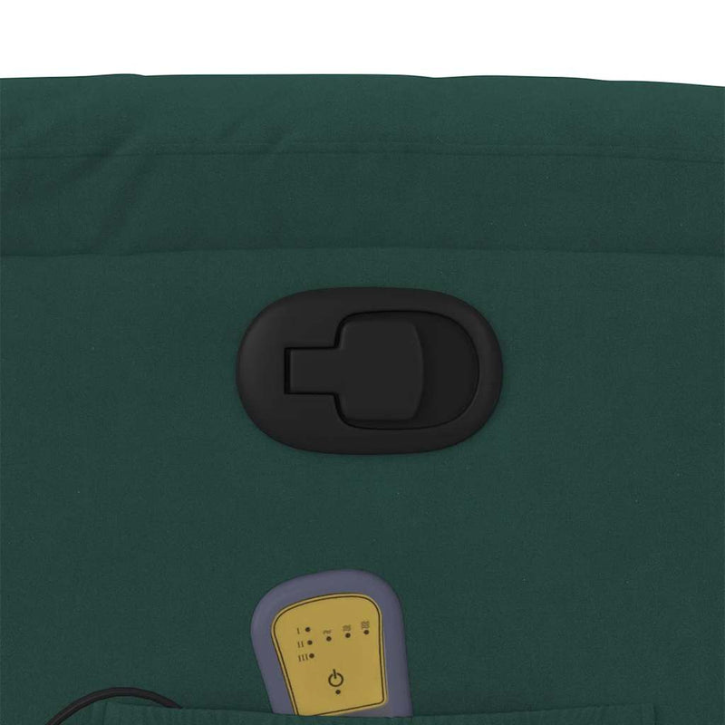 vidaXL sötétzöld bársony dönthető masszázsfotel