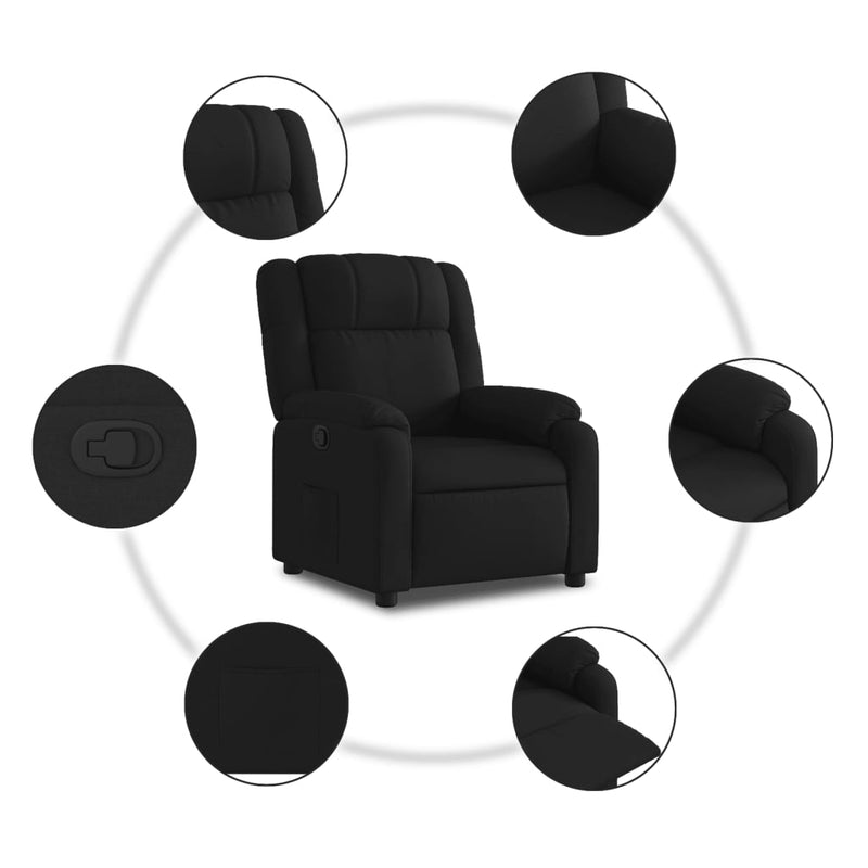 vidaXL fekete szövet dönthető fotel