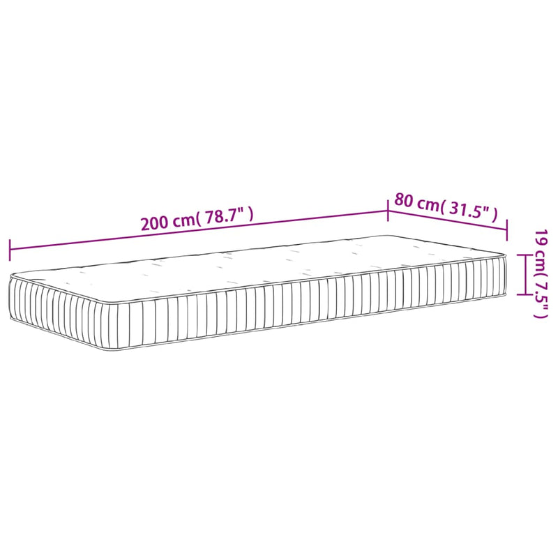 vidaXL közepes zsebrugós matrac 80 x 200 cm