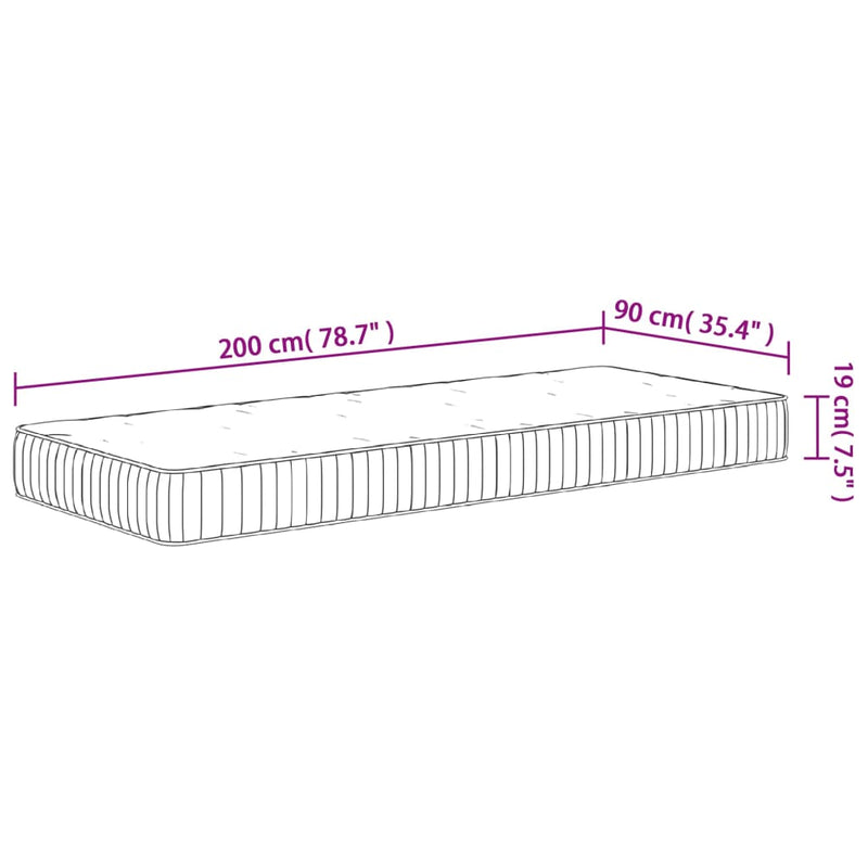 vidaXL közepes zsebrugós matrac 90 x 200 cm