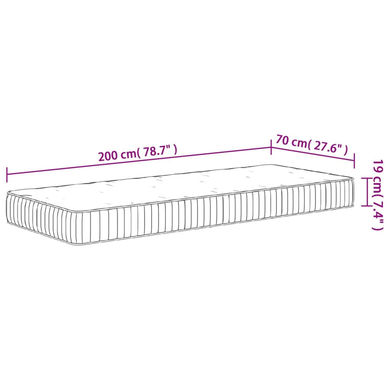 vidaXL közepes zsebrugós matrac 70 x 200 cm