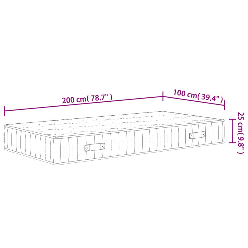 vidaXL közepes keménységű zsebrugós matrac 100 x 200 cm