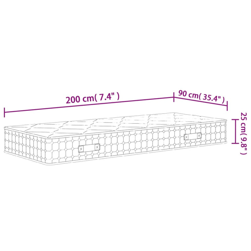 vidaXL közepes keménységű zsebrugós matrac 90 x 200 cm