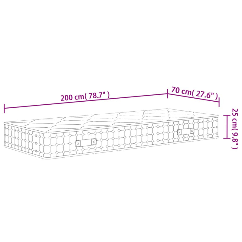 vidaXL közepes keménységű zsebrugós matrac 70 x 200 cm