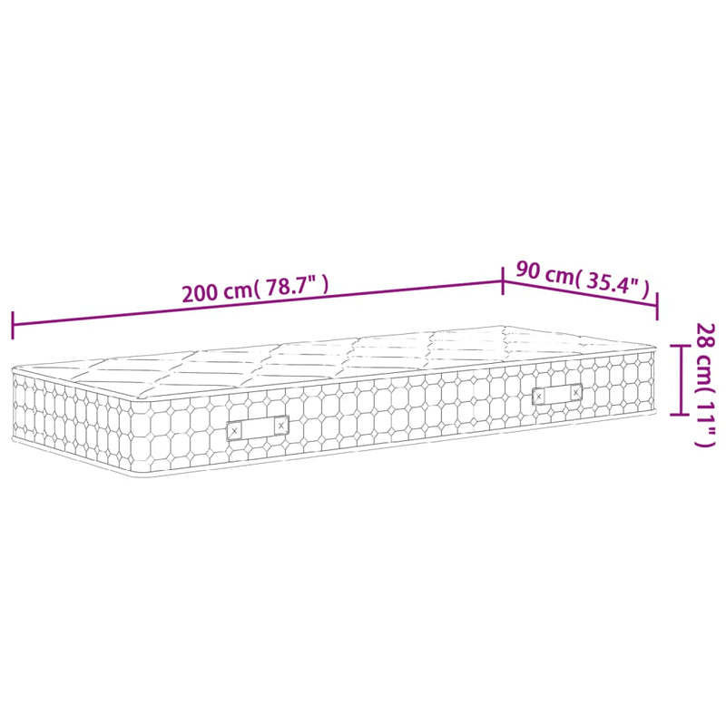 vidaXL közepes zsebrugós matrac 90 x 200 cm