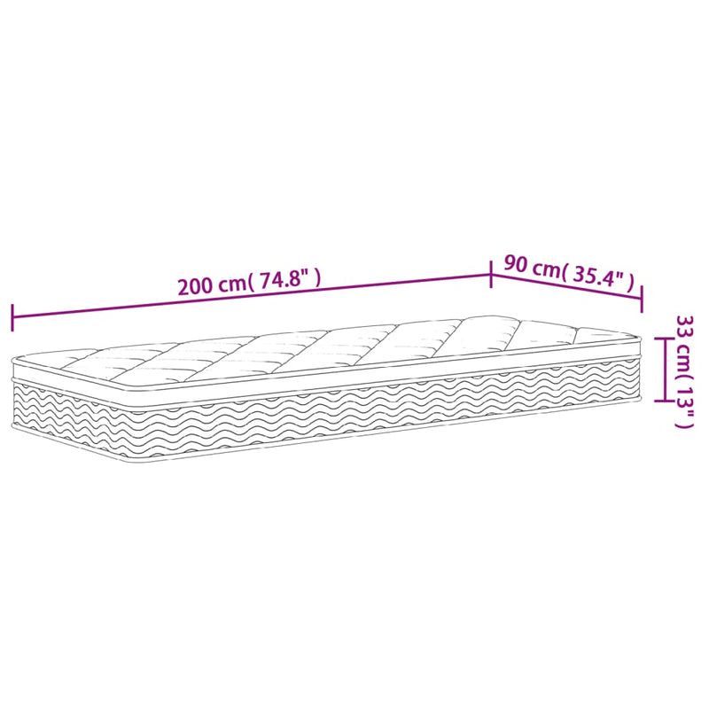 vidaXL közepes plus zsebrugós matrac 90 x 200 cm