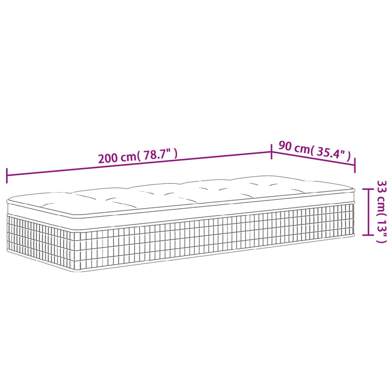 vidaXL közepes plus zsebrugós matrac 90 x 200 cm