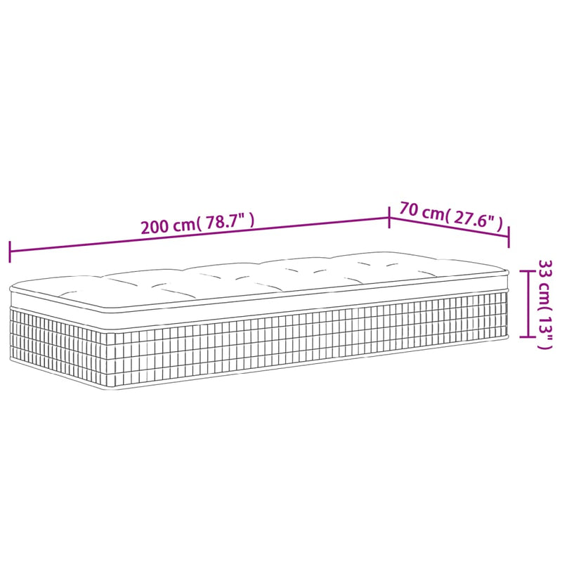 vidaXL közepes plus zsebrugós matrac 70 x 200 cm