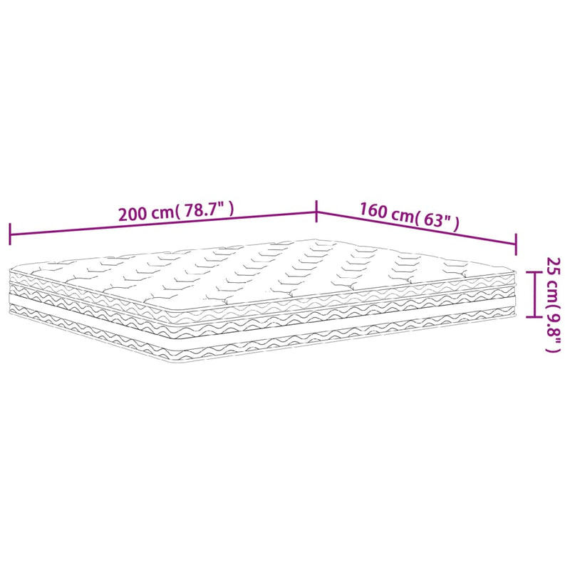 vidaXL közepes zsebrugós matrac 160 x 200 cm