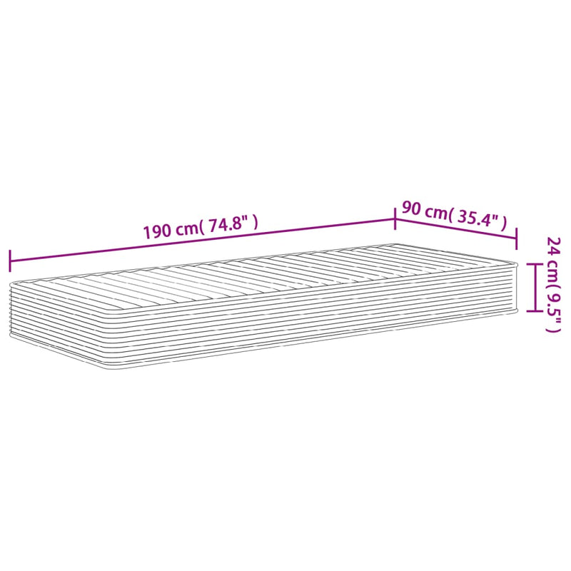 vidaXL közepesen puha egyszemélyes habmatrac 90x190 cm