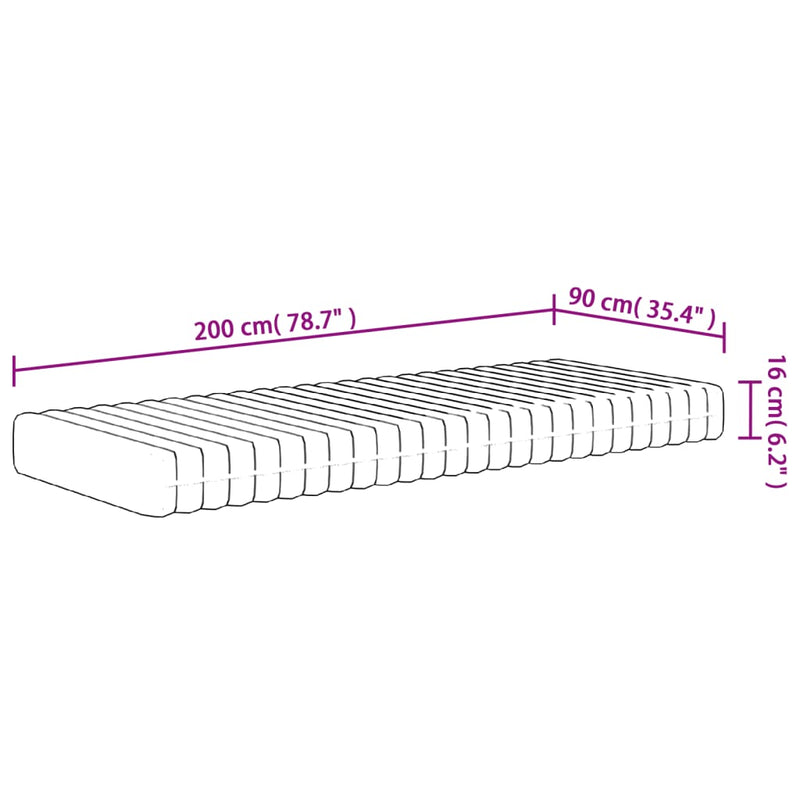 vidaXL közepesen puha habmatrac 90x200 cm