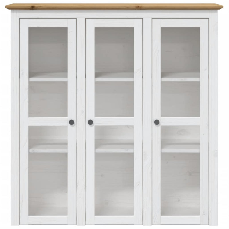 vidaXL BODO fehér-barna tömör fenyőfa magasszekrény 115,5x43x200,5 cm