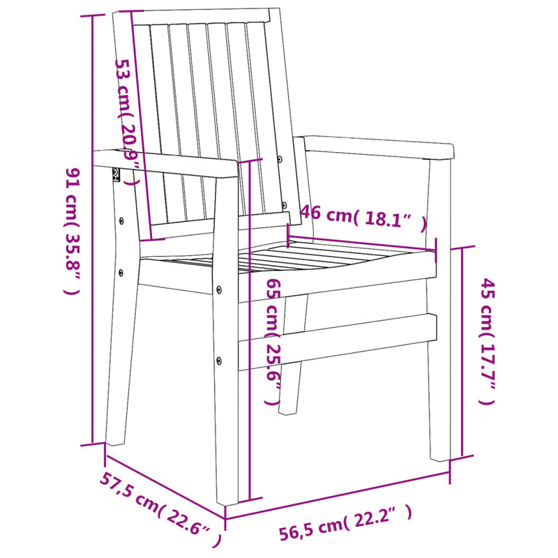 vidaXL 6 db rakásolható tömör tíkfa kerti szék 56,5 x 57,5 x 91 cm