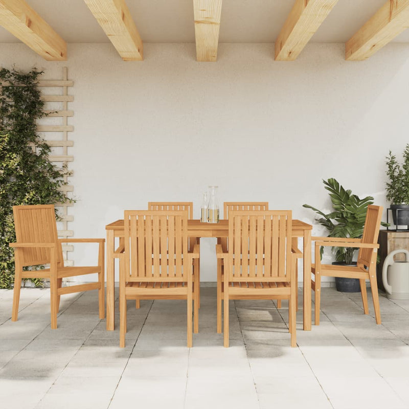 vidaXL 6 db rakásolható tömör tíkfa kerti szék 56,5 x 57,5 x 91 cm