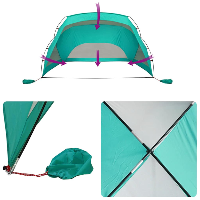 vidaXL 185T Taft tengerzöld strandsátor 274 x 178 x 170/148 cm