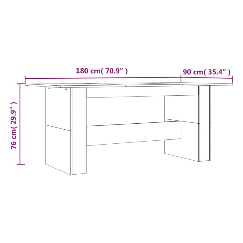 vidaXL szürke sonoma színű szerelt fa étkezőasztal 180 x 90 x 76 cm