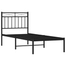 vidaXL fekete fém ágykeret fejtámlával 80 x 200 cm