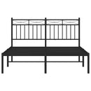 vidaXL fekete fém ágykeret fejtámlával 135 x 190 cm