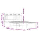 vidaXL fekete fém ágykeret fejtámlával 135 x 190 cm