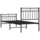 vidaXL fekete fém ágykeret fej- és lábtámlával 80 x 200 cm