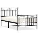 vidaXL fekete fém ágykeret fej- és lábtámlával 90 x 200 cm