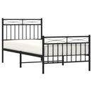 vidaXL fekete fém ágykeret fej- és lábtámlával 90 x 200 cm