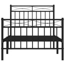 vidaXL fekete fém ágykeret fej- és lábtámlával 90 x 200 cm