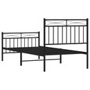 vidaXL fekete fém ágykeret fej- és lábtámlával 90 x 200 cm
