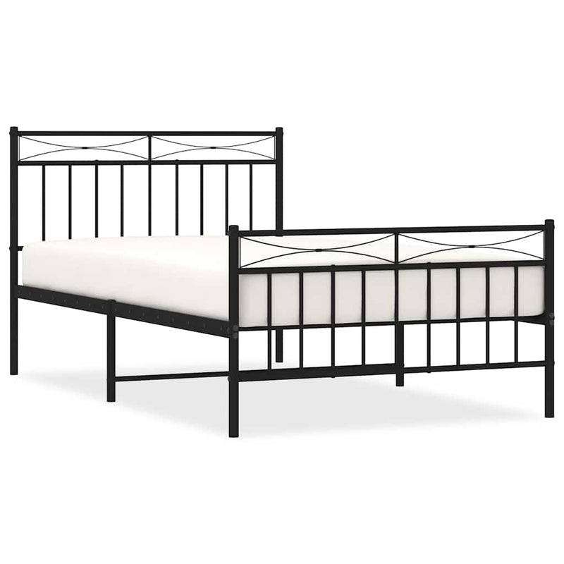 vidaXL fekete fém ágykeret fej- és lábtámlával 100 x 200 cm