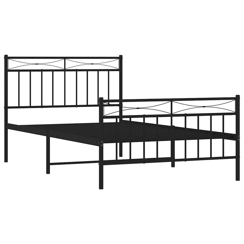 vidaXL fekete fém ágykeret fej- és lábtámlával 100 x 200 cm