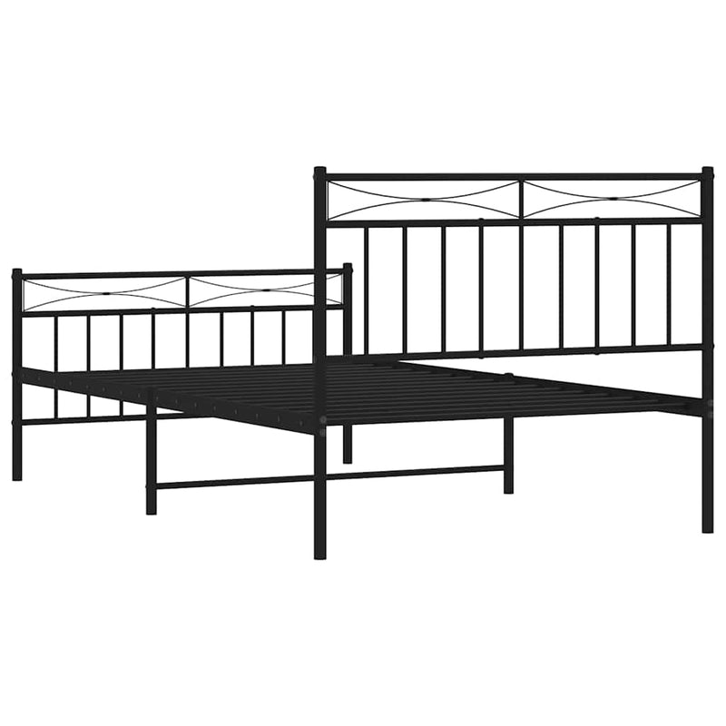 vidaXL fekete fém ágykeret fej- és lábtámlával 100 x 200 cm