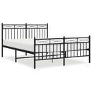 vidaXL fekete fém ágykeret fej- és lábtámlával 135 x 190 cm