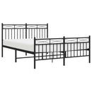 vidaXL fekete fém ágykeret fej- és lábtámlával 135 x 190 cm