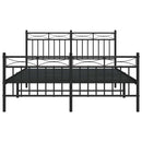 vidaXL fekete fém ágykeret fej- és lábtámlával 135 x 190 cm