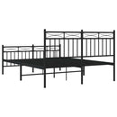 vidaXL fekete fém ágykeret fej- és lábtámlával 135 x 190 cm