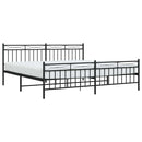 vidaXL fekete fém ágykeret fej- és lábtámlával 193 x 203 cm